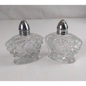 Princess House Diamond Fan Crystal Glass Salt & Pepper Shakers